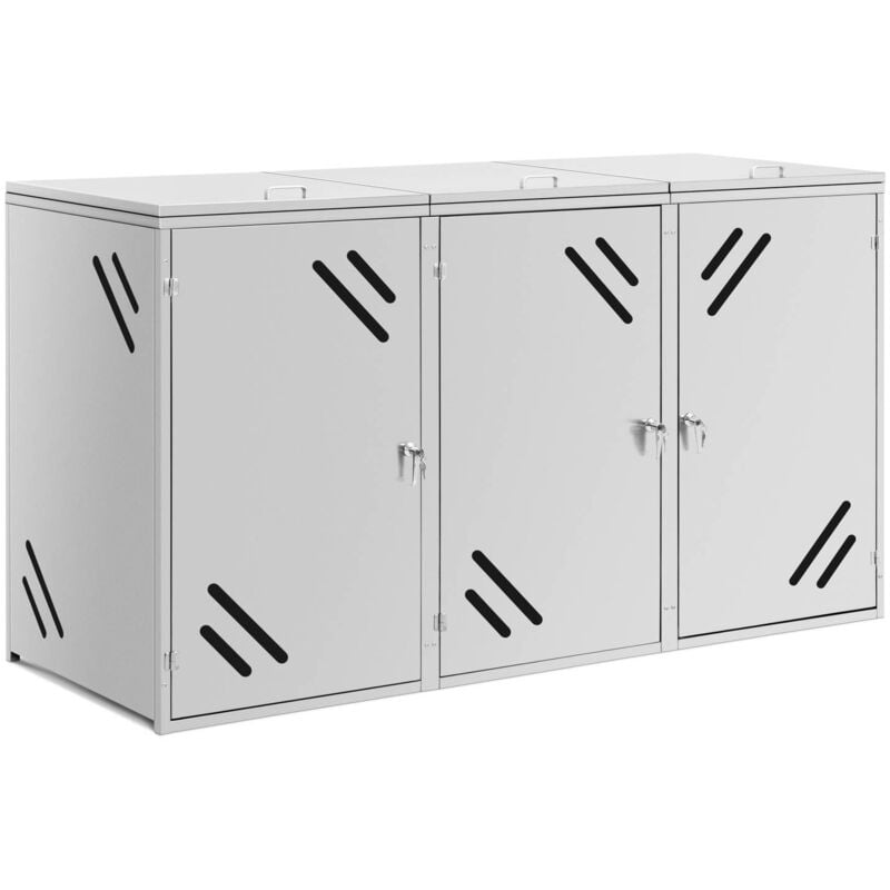 Cache-poubelle 3 x 240 l Fentes d'aération - Habillage de poubelle Abri à poubelle