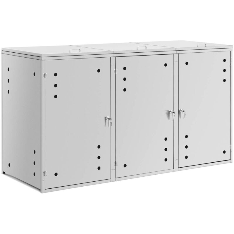Cache-poubelle 3 x 240 l Trous d'aération - Habillage de poubelle Abri à poubelle