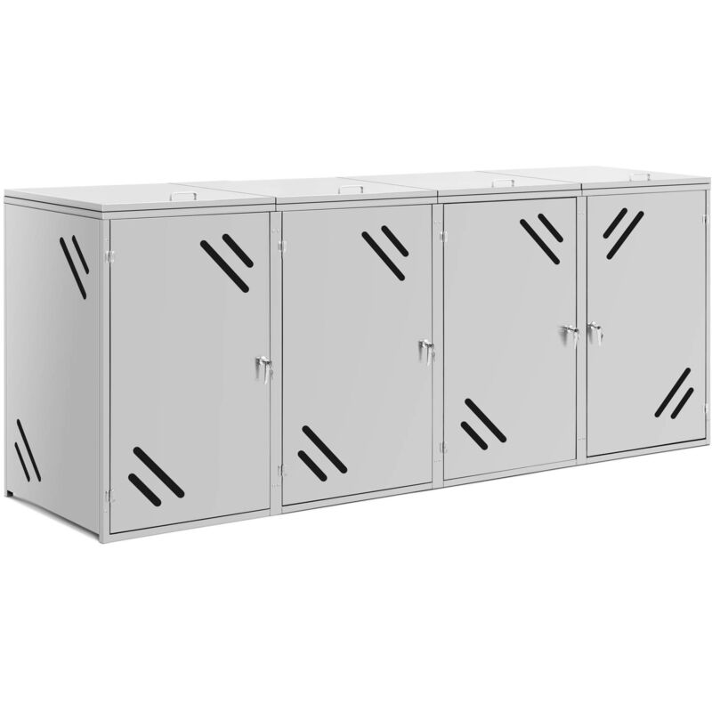 Cache-poubelle 4 x 240 l Fentes d'aération - Habillage de poubelle Abri à poubelle