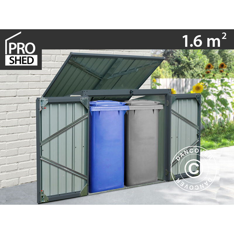 Dancover - Cache poubelle double 1,58x1,01x1,34m, 1,6m², Anthracite/Blanc