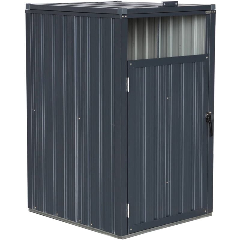 Cache poubelle gris en acier galvanisé. 1 place l 73 x p 82 x h 124 cm