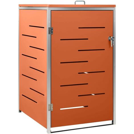 Cache Poubelle Moderne Orange 115 cm de hauteur. Idéal container sur roulette