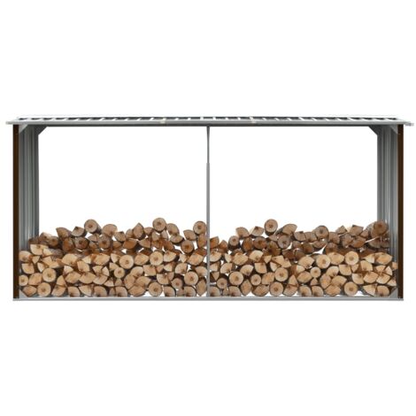 Cache-poubelle，Abri de stockage de bois Acier galvanisé 330x92x153 cm Marron CFW36692