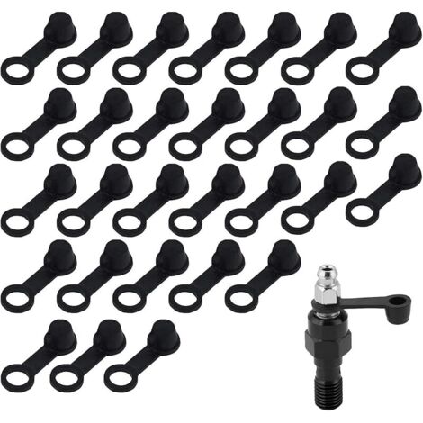 Cache Poussière de Bouchons de Freins,Bouchons de Vis de Purge de Freins,Capuchon de Graisse de Purge de Freins en Caoutchouc Noir,Universel pour Moto de Voitures,8 mm 30Pièces