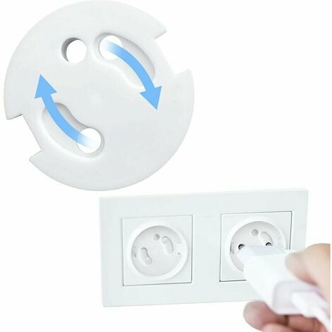 Cache Prise Bébé Français-Protection Prises Bebe-Caches Prises Electrique-Sécurité Enfant-Mécanisme Tournant 10Pcs