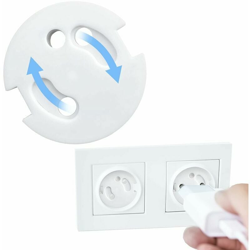 Cache Prise Bébé Français-Protection Prises Bebe-Caches Prises Electrique-Sécurité Enfant-Mécanisme Tournant,,10Pcs