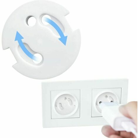 Cache Prise Bébé Français-Protection Prises Bebe-Caches Prises Electrique-Sécurité Enfant-Mécanisme Tournant10Pcs