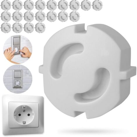 Cache-Prise Bébé sans Adhésif, 20 pièces, en Blanc, Convient aux Prises Schuko de Type F, Sûreté Enfants, Protection des Doigts à insérer, protège-Prise, Sécurité bébé Prise, Sécurité Enfant Prises