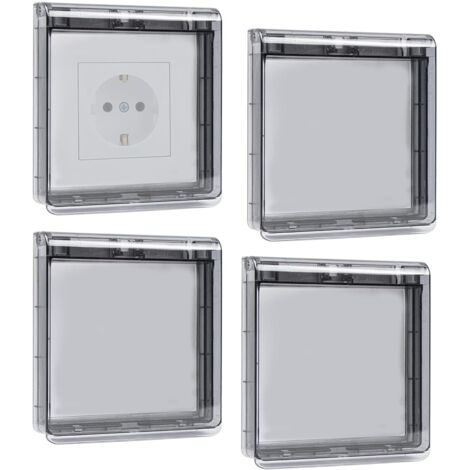 Cache-Prise Murale - IPX3 Étanche - Ultra-Mince 2 cm - Pour Prises Type 86 (86x86 mm) - Salle De Bain Cuisine Chambre Extérieur - 4 Pièces