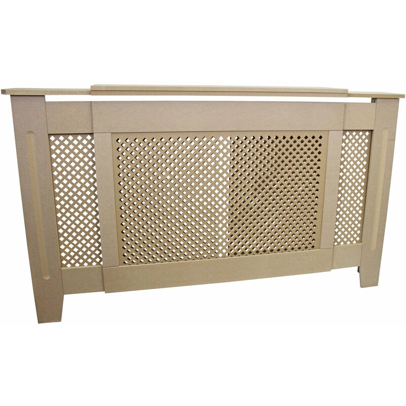 Monster-shop - Cache Radiateur Ajustable & Extensible à Motif Grillagé en mdf Naturel Personnalisable de 140cm à 192cm de Large x 82cm de Haut x