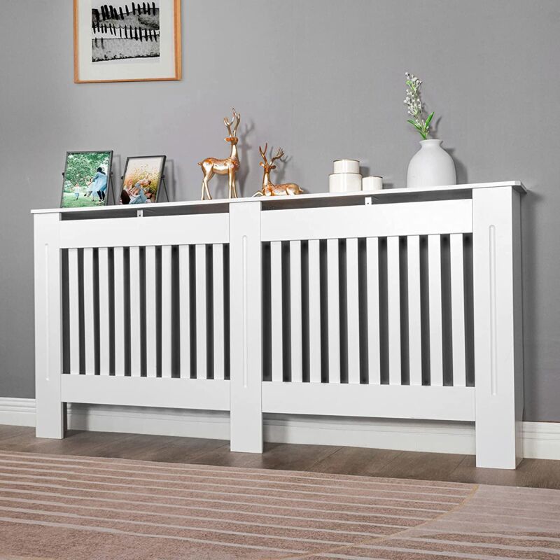 Cache Radiateur Blanc - Grille Cache Radiateur Maison en mdf Couvre Radiateur Bois Cache-Radiateur Mural Couverture de Radiateur - Vertical l H92 x