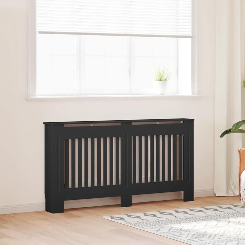 vidaXL Cache-radiateur noir 152x19x81,5 cm bois d'ingénierie