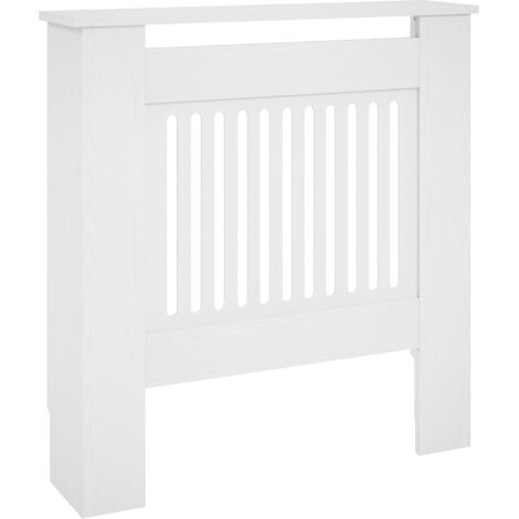 Cache radiateur blanc MDF avec étagère 78 x 19 x 81 cm pour salon chambre