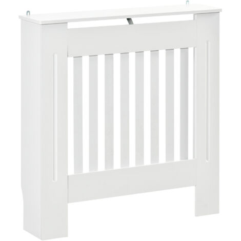 Cache-radiateur couverture radiateur grille aération verticale lattes 78x19x81 cm bois blanc