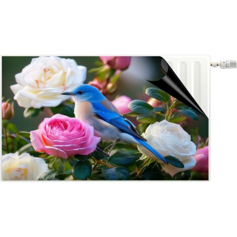 Cache-radiateur décoratif à ressorts, tapis magnétique, motif oiseau coloré
