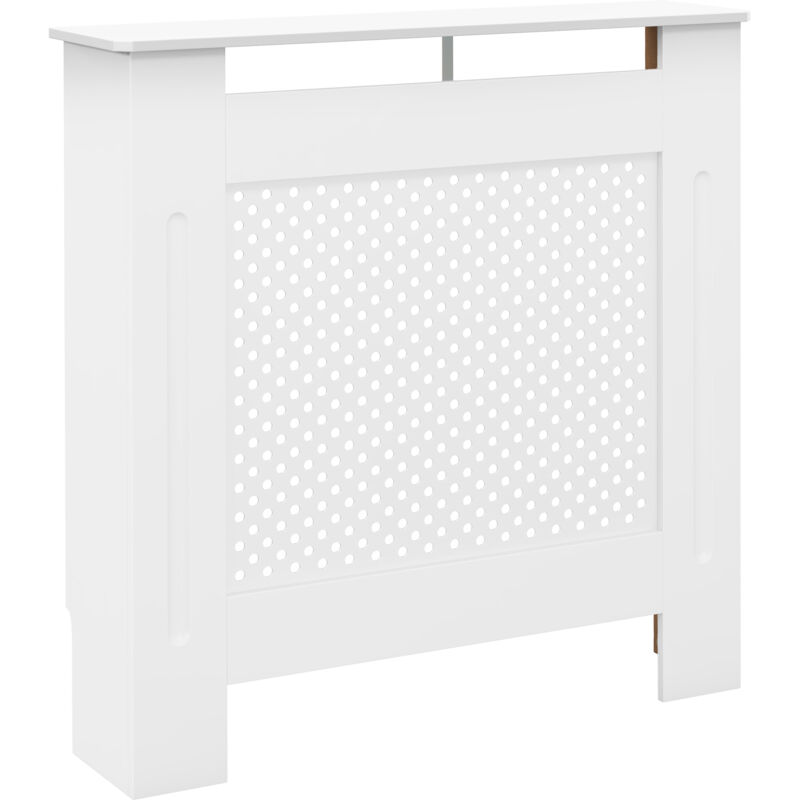 Homcom - Cache-radiateur design - habillage radiateur motif rond - dim. 78L x 19l x 82H cm - mdf blanc