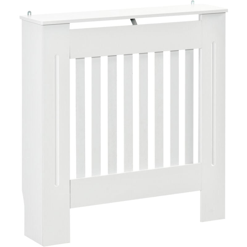 Cache-radiateur design panneau - grille d'aération verticale à lattes - dim. 78L x 19l x 81H cm - mdf blanc