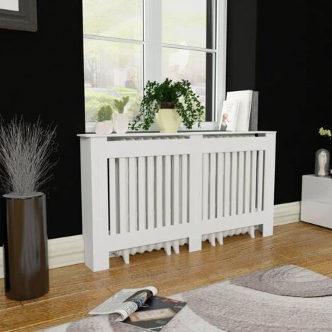 Cache-radiateur Équipement pour radiateur 152 cm MDF Blanc 17367