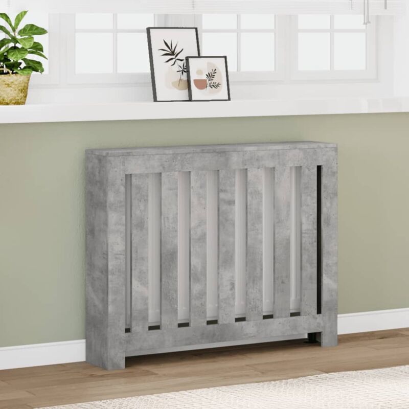 vidaXL Cache-radiateur gris béton 104x20x82 cm bois d'ingénierie