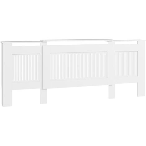 Cache-radiateur extensible Cache-radiateur avec étagère,lattes,couvercle de chauffage Cache-radiateur 125-201 x 19 x 81,5 cm Blanc