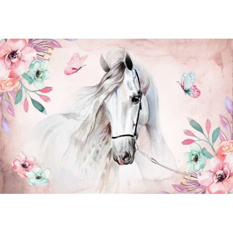Cache-radiateur magnétique Cheval Pastel en fleurs 60x100