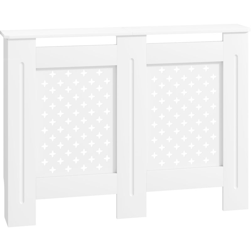 Homcom - Cache-radiateur motif nid d'abeille - dim. 112L x 19l x 81H cm - mdf blanc