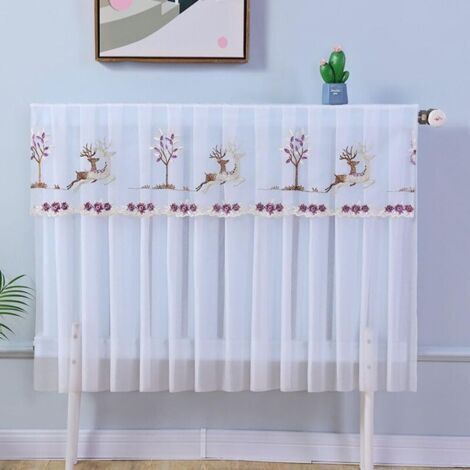 Cache-radiateur pour chauffage domestique - Housse décorative en tissu pour installation facile - Violet et blanc - 220 x 70 cm