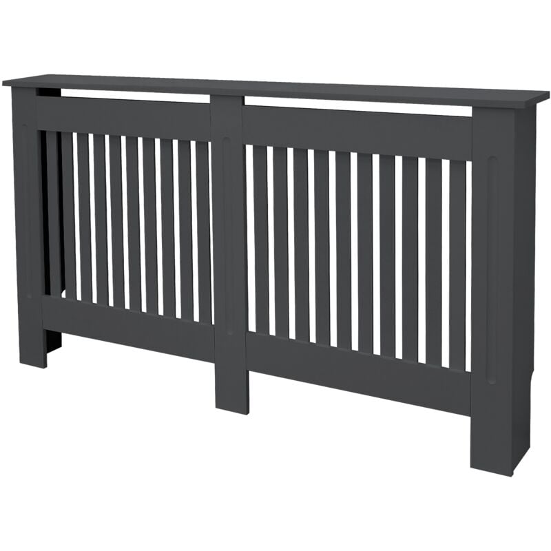 Ml-design - ECD-Germany Cache-Radiateur en Style Campagnard 152x19x82 cm en mdf Anthracite Couverture Décorative Robuste Murale Meuble de Rangement