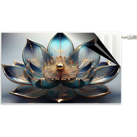Cache radiateur Tapis de radiateur magnétique Fleur dorée 3D