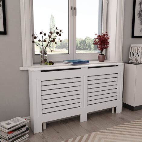 Cache-radiateur，Revêtement de radiateur Blanc 152x19x81,5 cm MDF CFW52721