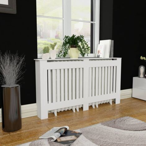Cache-radiateur，Revêtement de radiateur，Couvre Radiateur 152 cm MDF Blanc GDSVW54864 MaisonChic