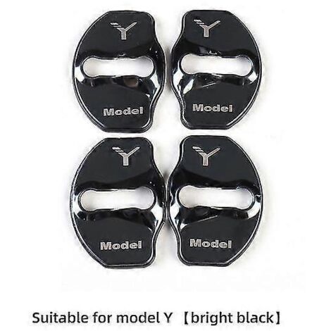Cache-serrure de porte Luckeasy en acier inoxydable pour Tesla Model Y 2020-2023, bordure en caoutchouc, accessoire auto pour modification intérieure  Protection de serrure de porte - Noir brillant