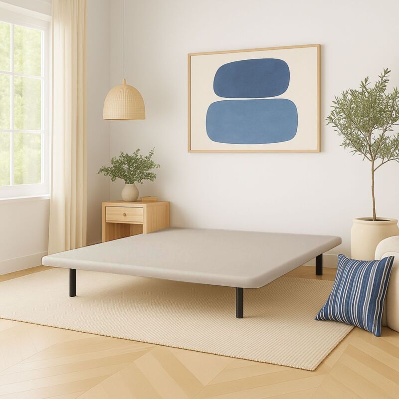 Cache-sommier 160x200 beige jersey pour cadre à lattes