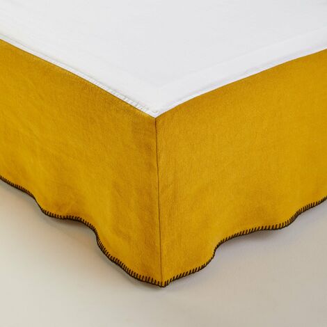 Cache sommier 160x200 cm MADURA - Ocre et feston noir - NINO