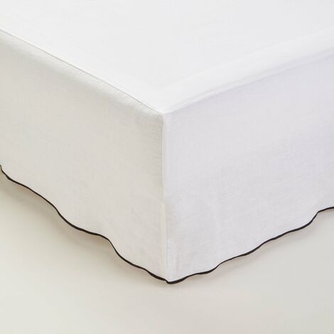 Cache sommier 180x200 cm MADURA - Blanc pur et bourdon noir - CARLINA