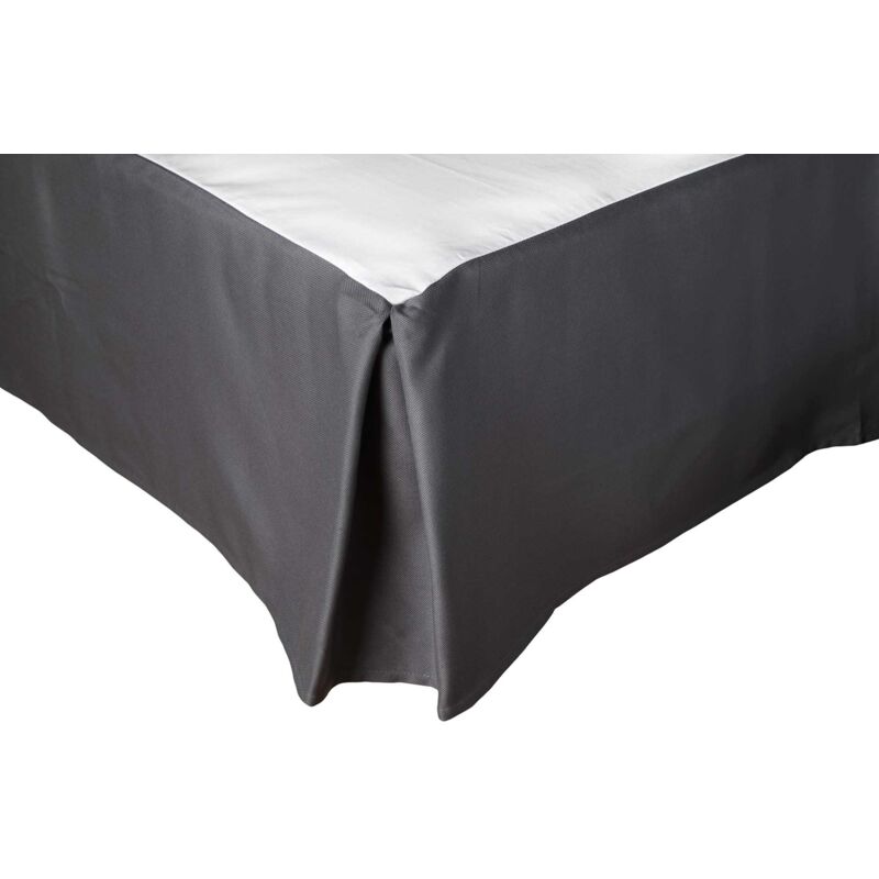 SOLEIL D OCRE Cache Sommier &agrave; Volant Uni - Acier - 90 x 190 cm