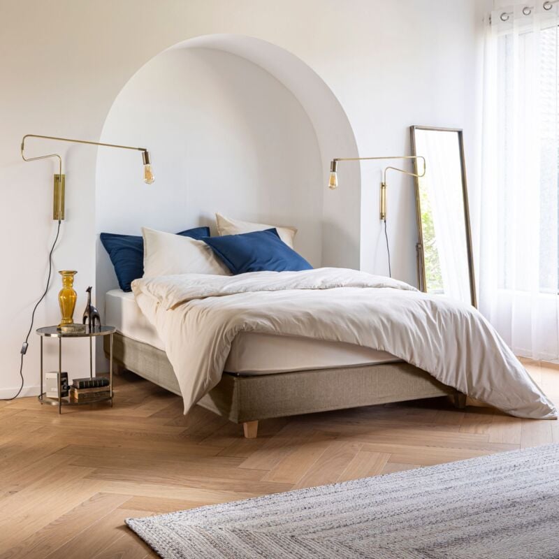 Someo - Cache-sommier Beige leave 90x200 cm