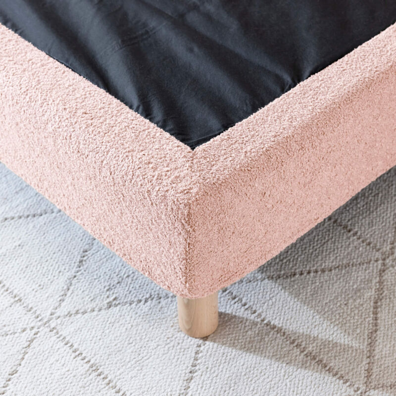 Terre De Nuit - Cache-sommier bouclette intégral rose 140x190 - Boucletta