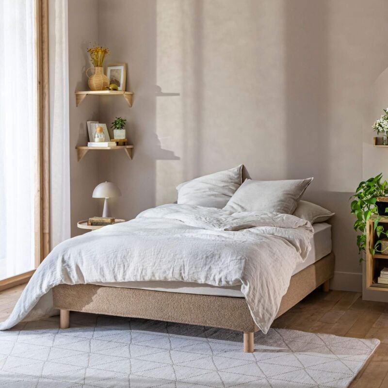 Terre De Nuit - Cache-sommier bouclette intégral beige 140x190 - Boucletta