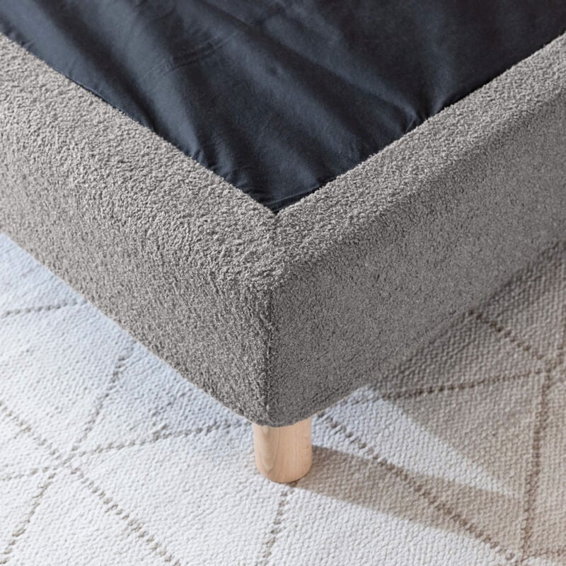 Terre De Nuit - Cache-sommier bouclette intégral gris foncé 160x200 - Boucletta