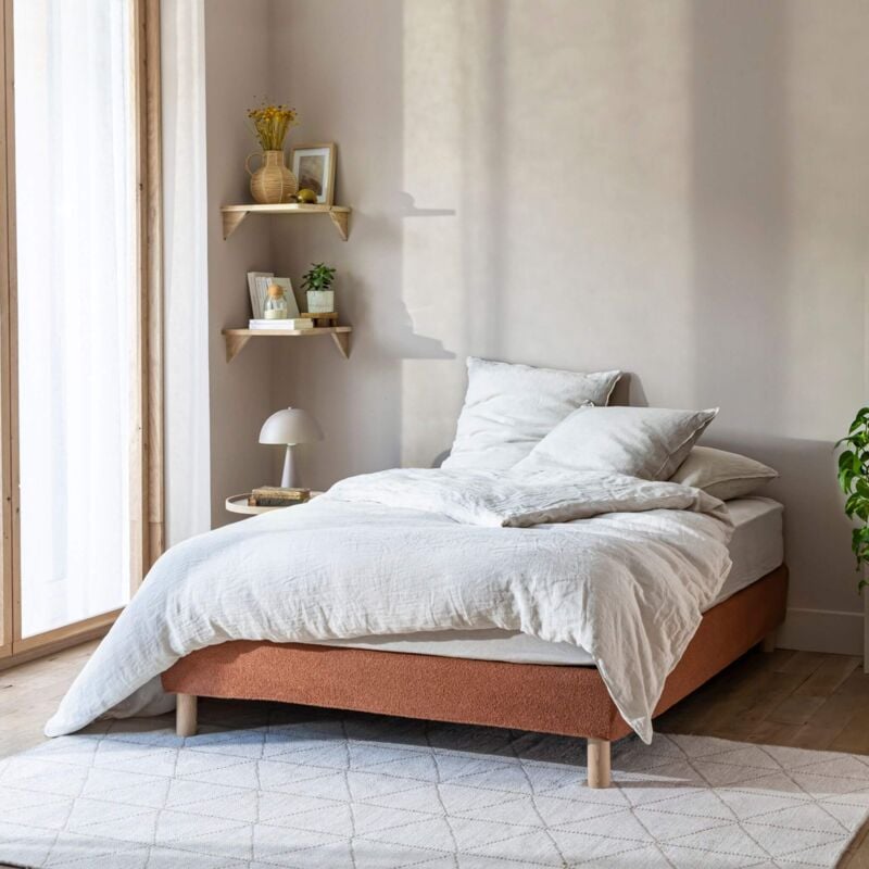 Terre De Nuit - Cache-sommier bouclette intégral terracotta 140x190 - Boucletta