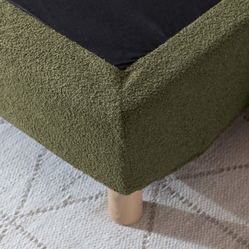 Terre De Nuit - Cache-sommier bouclette intégral kaki 140x190 - Boucletta