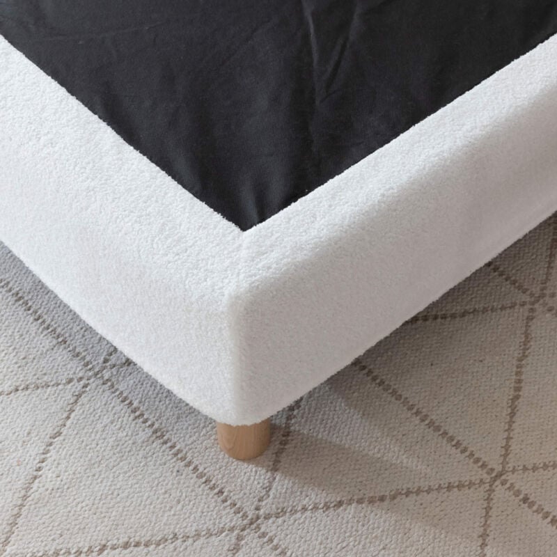 Cache-sommier bouclette intégral blanc 90x190 - Boucletta