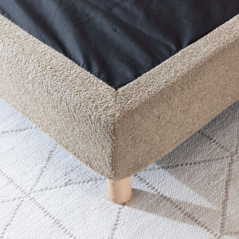 Cache-sommier bouclette intégral beige 160x200 - Boucletta