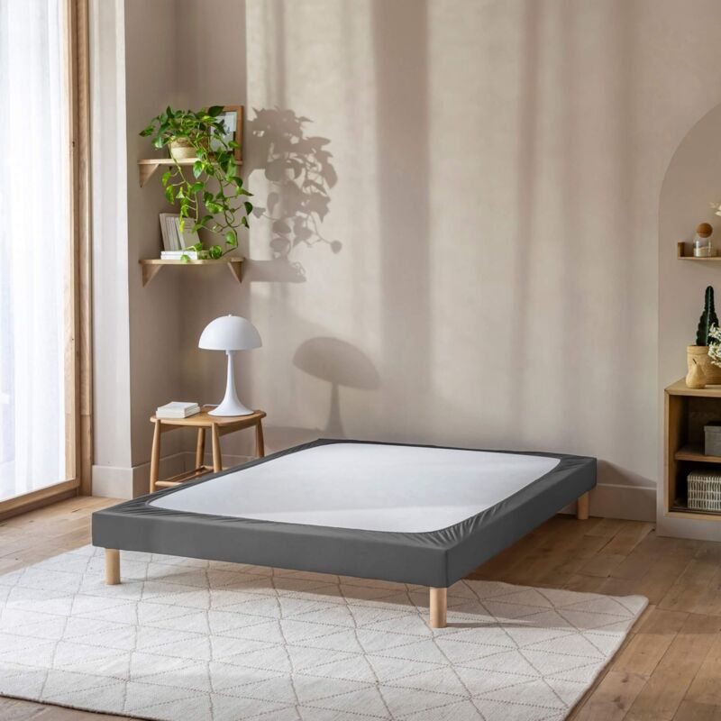 Terre De Nuit - Cache-sommier coton jersey anthracite 200x200