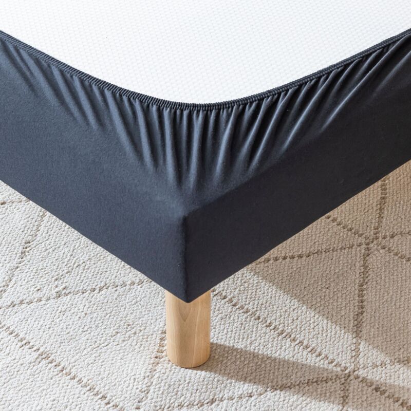 Cache-sommier coton jersey noir 130x200 - Noir