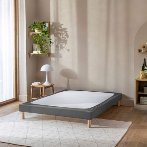Cache-sommier coton jersey anthracite 160x190 à 180x200