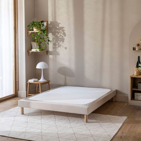 Cache-sommier coton jersey beige 180x190