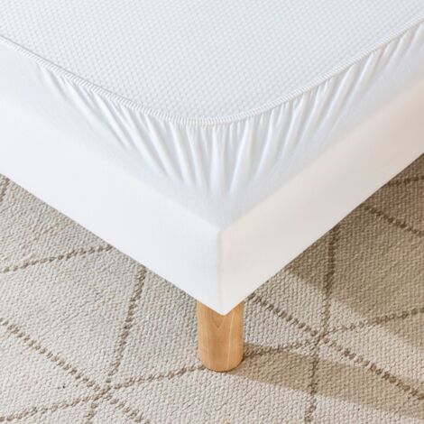 Cache-sommier coton jersey blanc 150x190