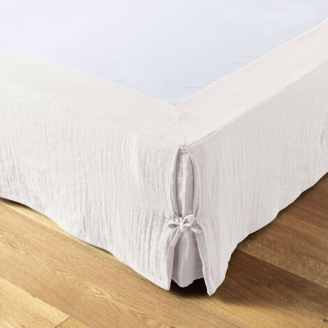 Cache sommier double gaze de coton blanc 140x190 cm